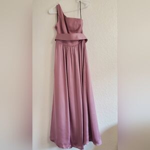 Vera wang white collection one shoulder gown with belt color quartz size 4